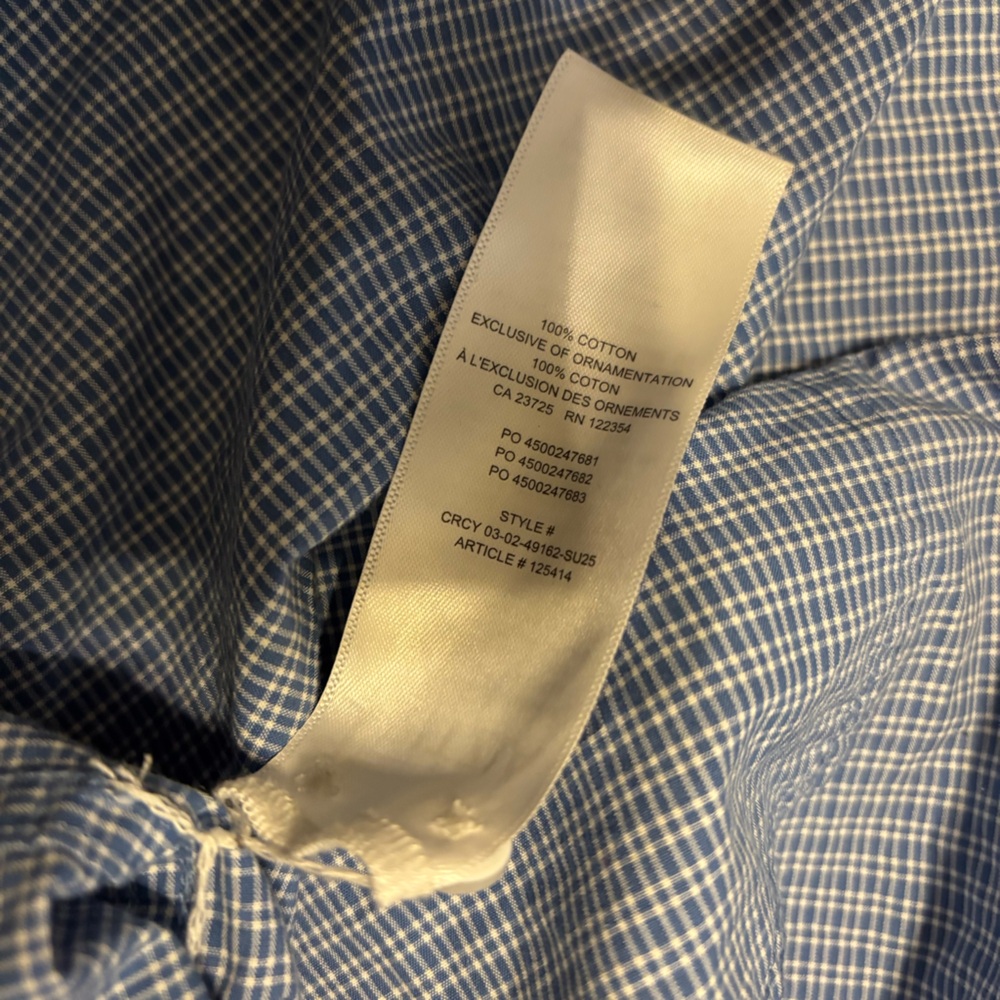 Aritzia TNA Plaid Cotton Cropped Blue Button Down Long Sleeve - Picture 8 of 8